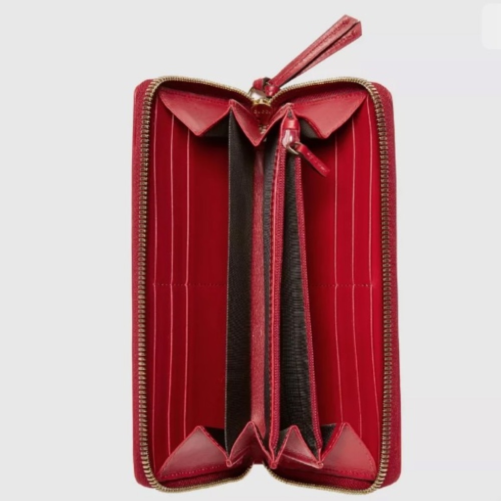 Gucci Red Leather Gg Zip Around Wallet Clutch bag - Picture 4 of 8
